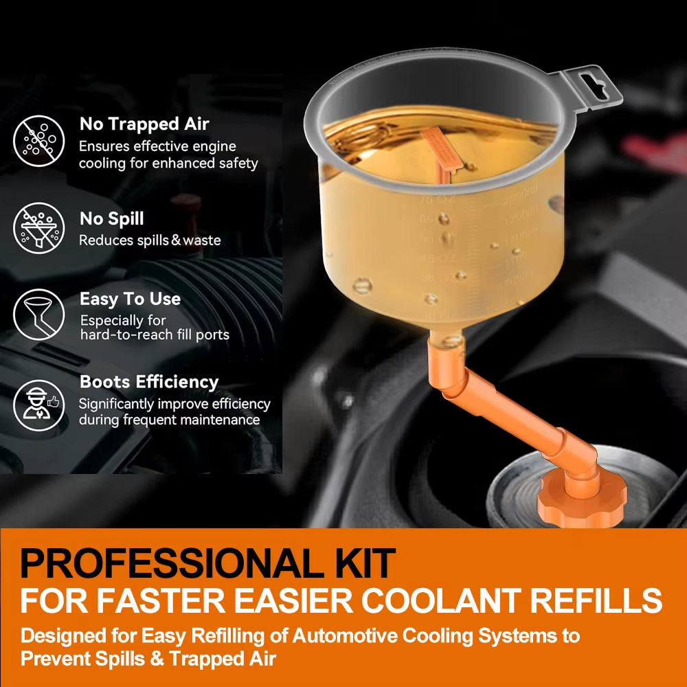Mechanic Spill-Free Coolant Funnel Kit – 15 Pc Radiator Fill Set