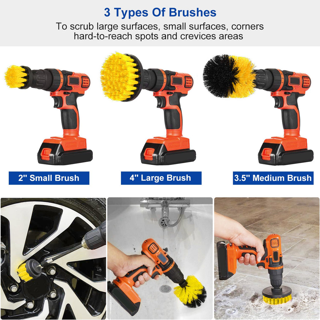 Drill Brush Attachment Set – 3 Pc Power Scrubber Cleaning Brushes – image 14