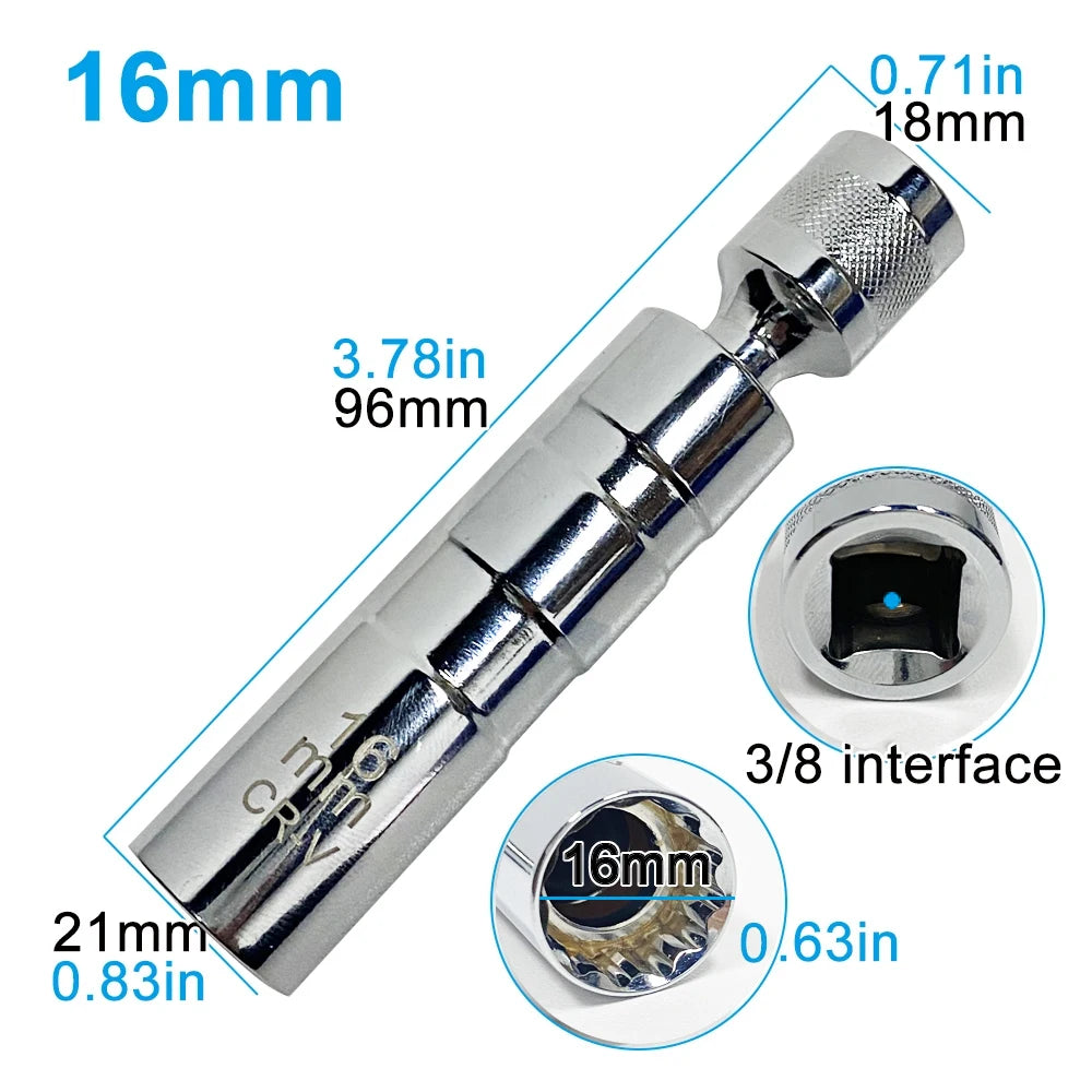 Spark Plug Socket Set 14mm & 16mm Magnetic Swivel Thin-Wall – image 3