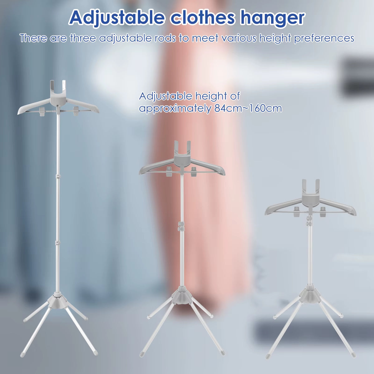 Adjustable Garment Steamer Stand with Hanger, Foldable, 33–63 in – image 6