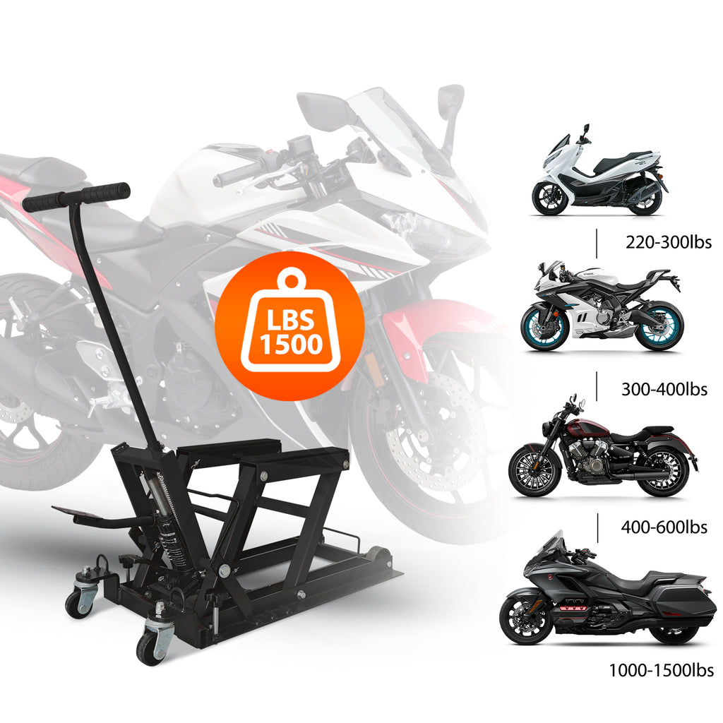 Hydraulic Motorcycle Lift Table 1500 lb with Casters, ATV Scissor Jack – image 3