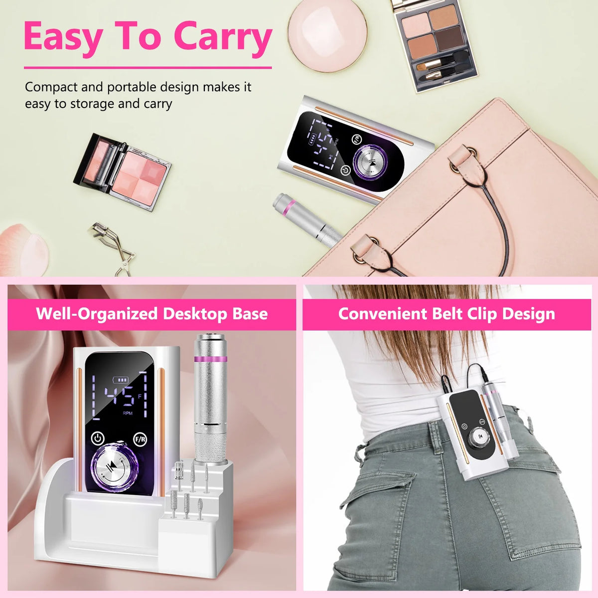 Electric Nail Drill Kit 45,000 RPM, Cordless with 11 Bits – image 3