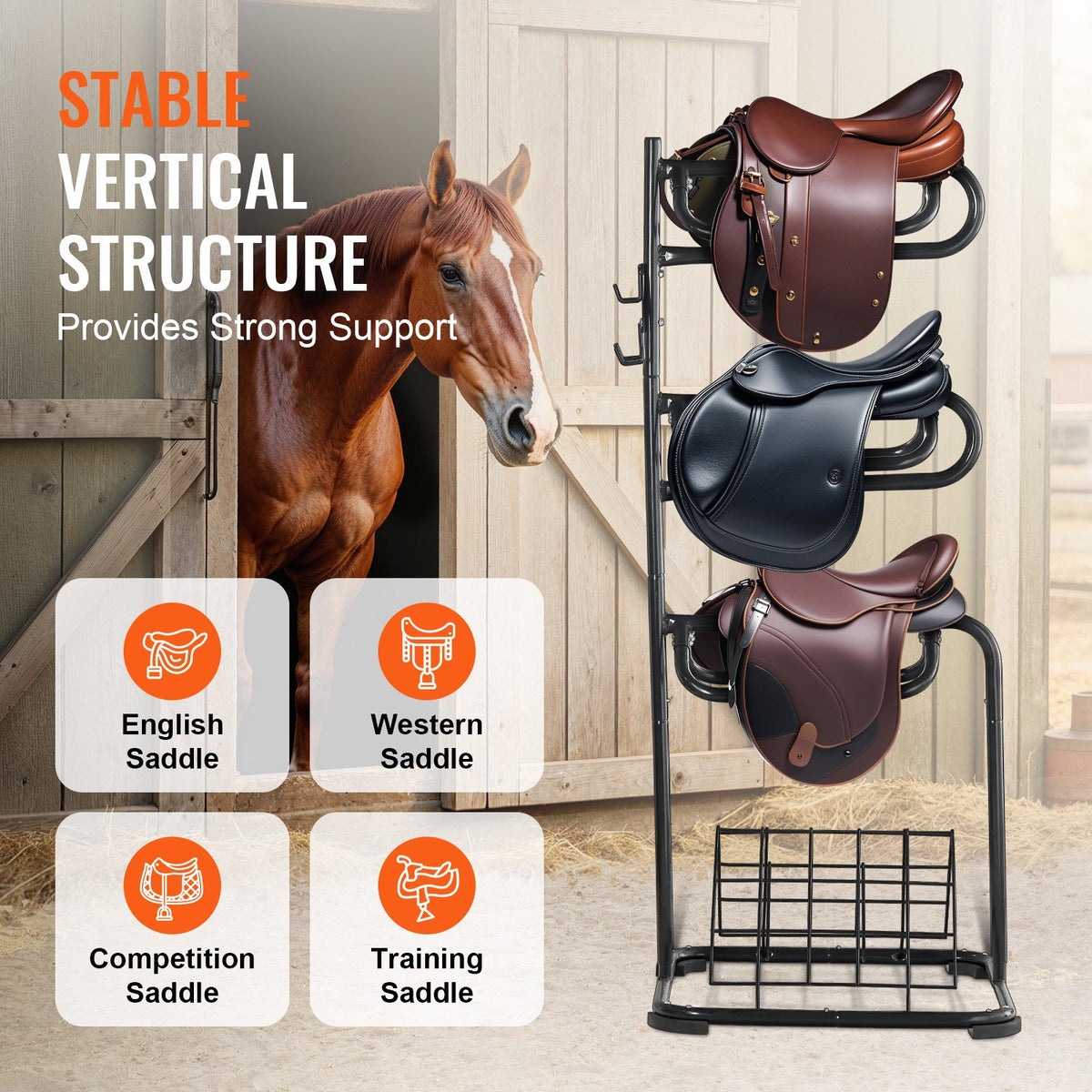3-Tier Rotating Freestanding Saddle Stand for Tack Rooms – image 5
