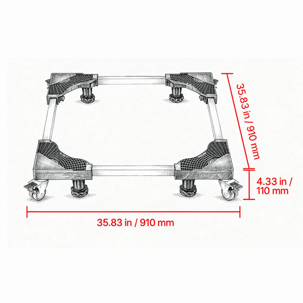 Appliance Mobile Base for Washer, Dryer & Fridge, 1100 lb Capacity – image 4