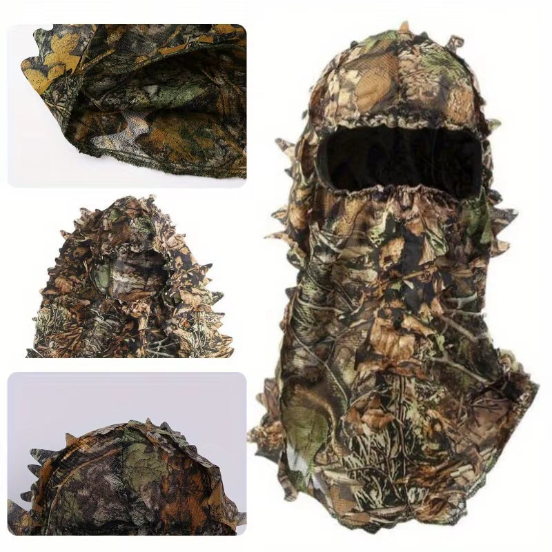 3D Leafy Camo Hunting Face Mask, Breathable Full Face Cover