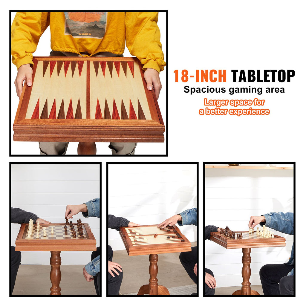 3-in-1 Chess, Checkers and Backgammon Table, 18 in Wooden Game Table – image 3