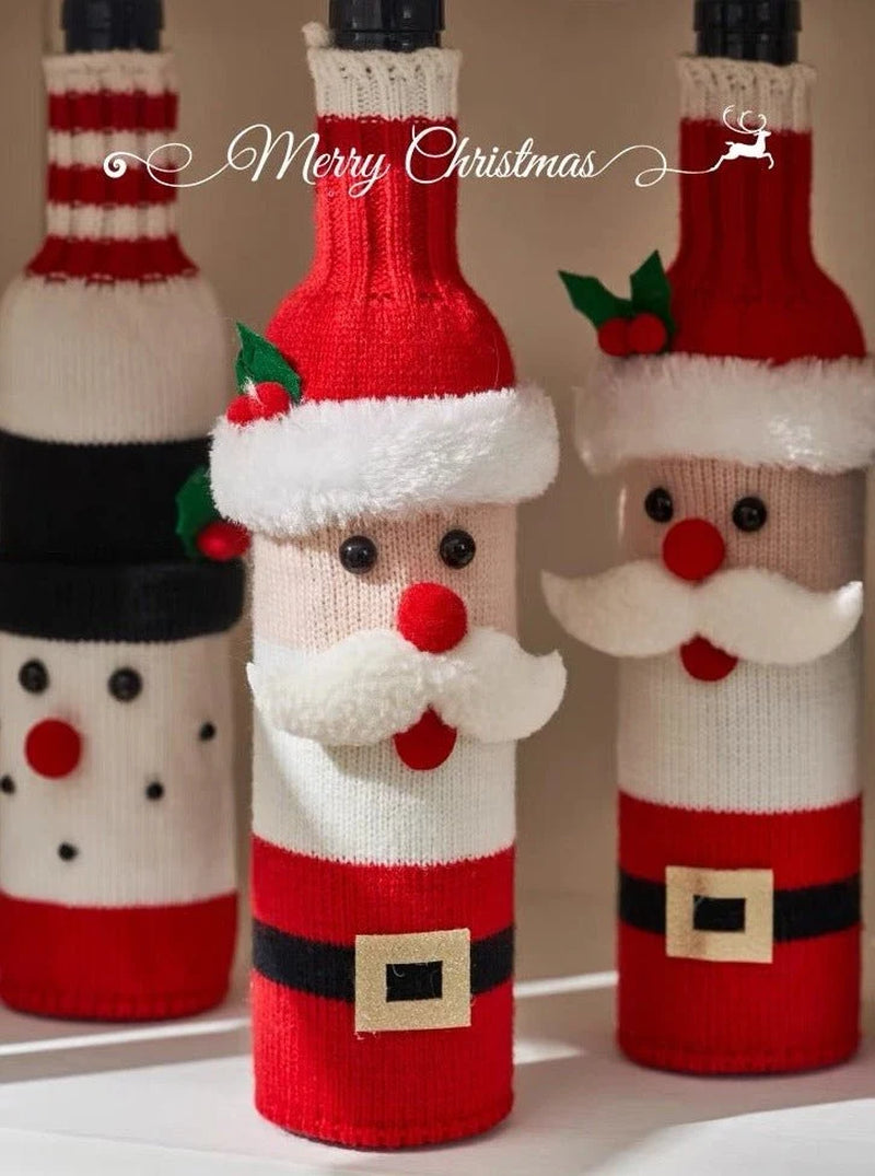 Knitted Christmas Wine Bottle Covers – Set of 3 – image 6