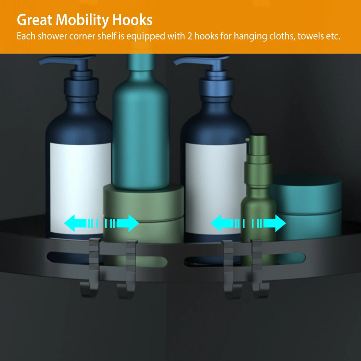 Corner Shower Caddy Shelf 2 Pack, Aluminum Adhesive Wall Rack – image 8