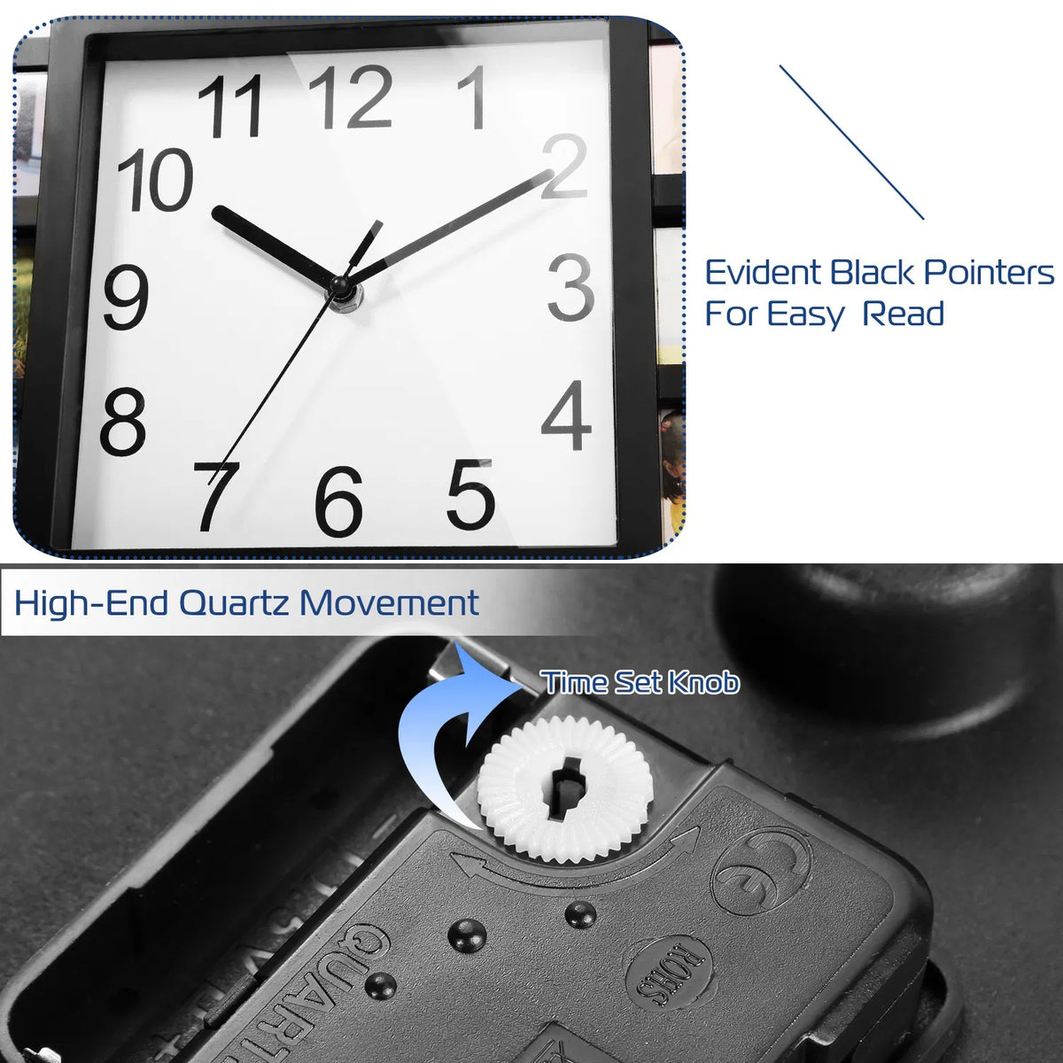 Photo Collage Wall Clock with 12 Picture Frame Slots, 15.35 in – image 5