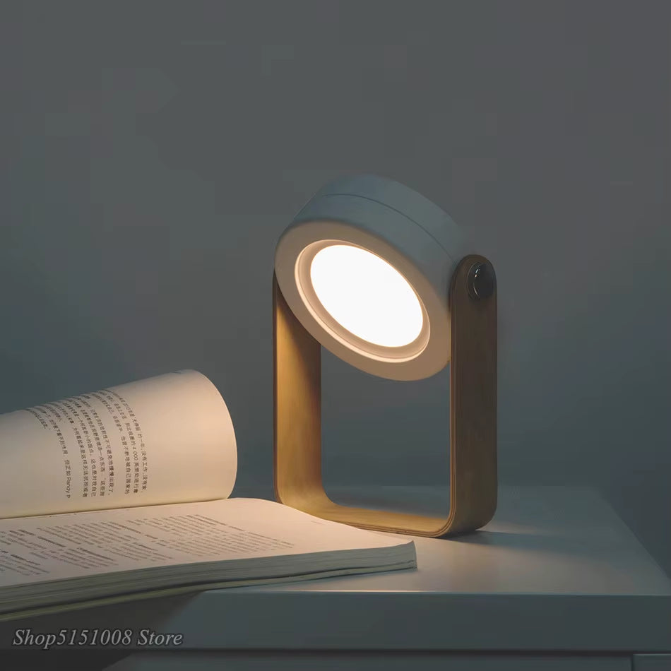 Folding Wood Handle Lantern Lamp - Telescopic USB Rechargeable LED Reading Light