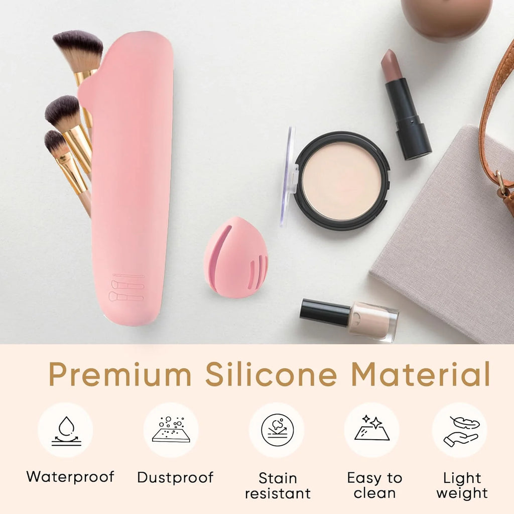Silicone Makeup Brush Holder, Travel Brush and Sponge Case – image 2