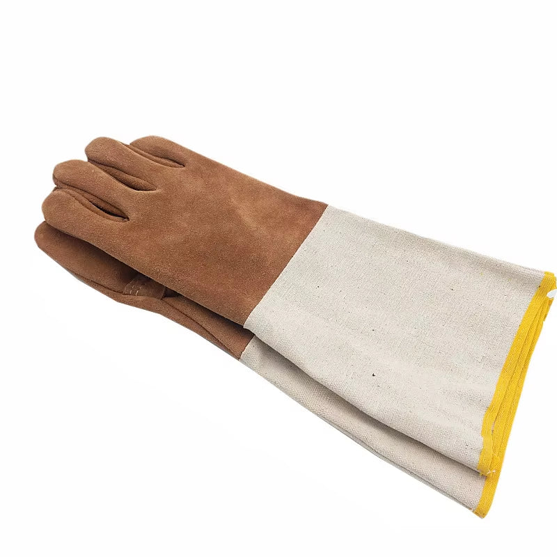 Long Leather Welding Gloves with Canvas Sleeve