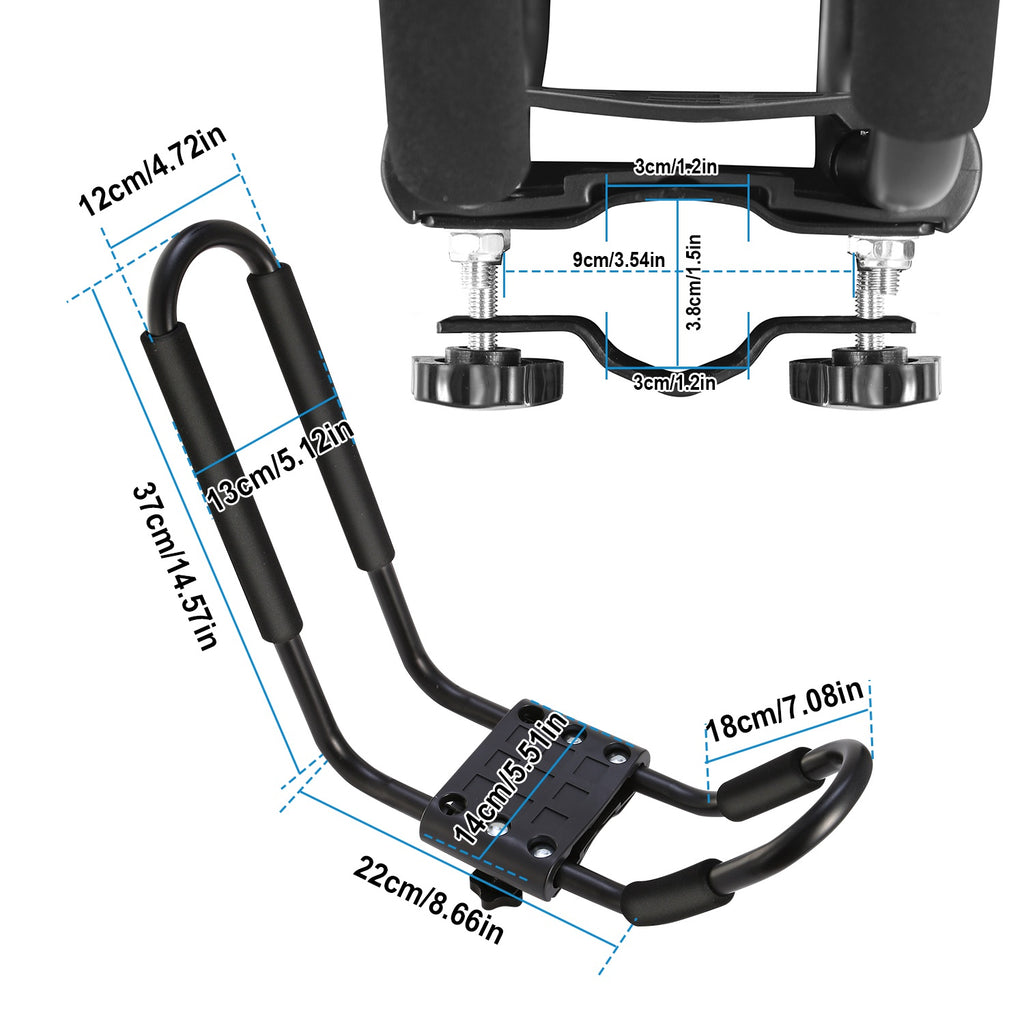 J-Bar Kayak Roof Rack Carrier Pair, 220 lb with Tie-Down Straps – image 5