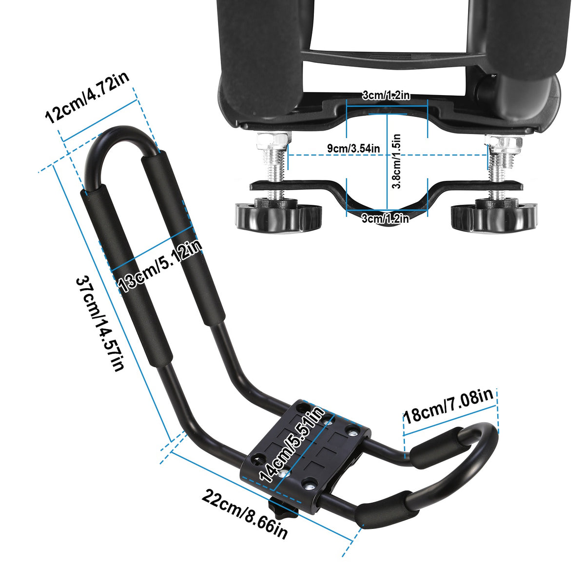 J-Bar Kayak Roof Rack Carrier Pair, 220 lb with Tie-Down Straps – image 5