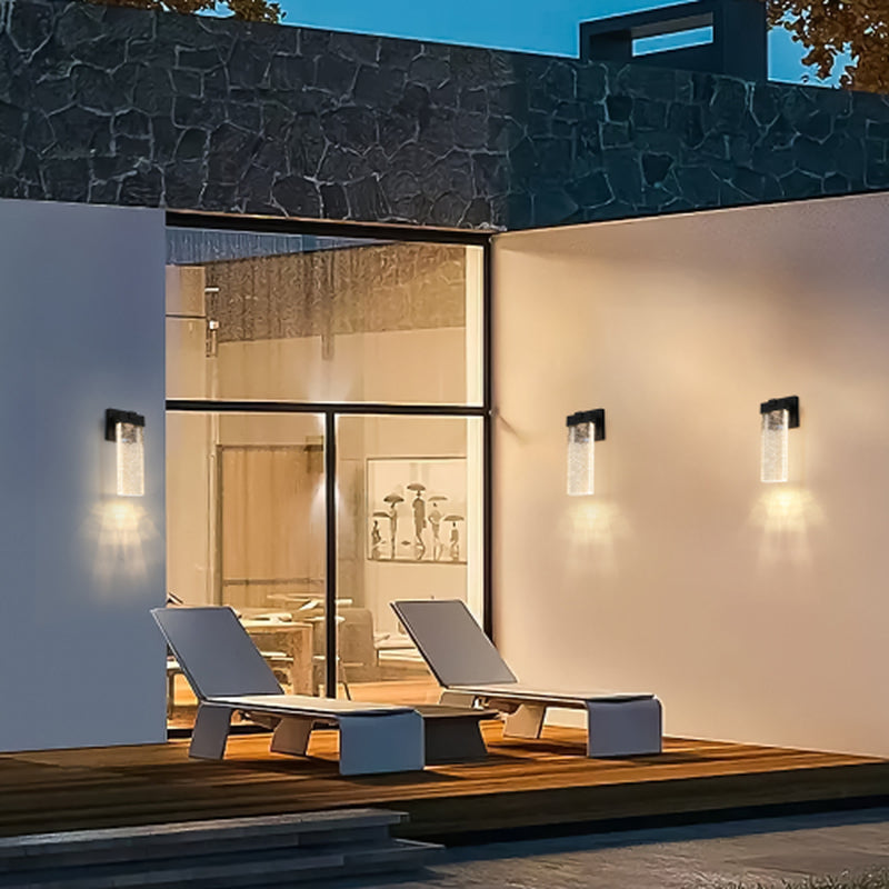 Outdoor Crystal Bubble Wall Lights 2 Pack, Black Waterproof Sconces – image 3