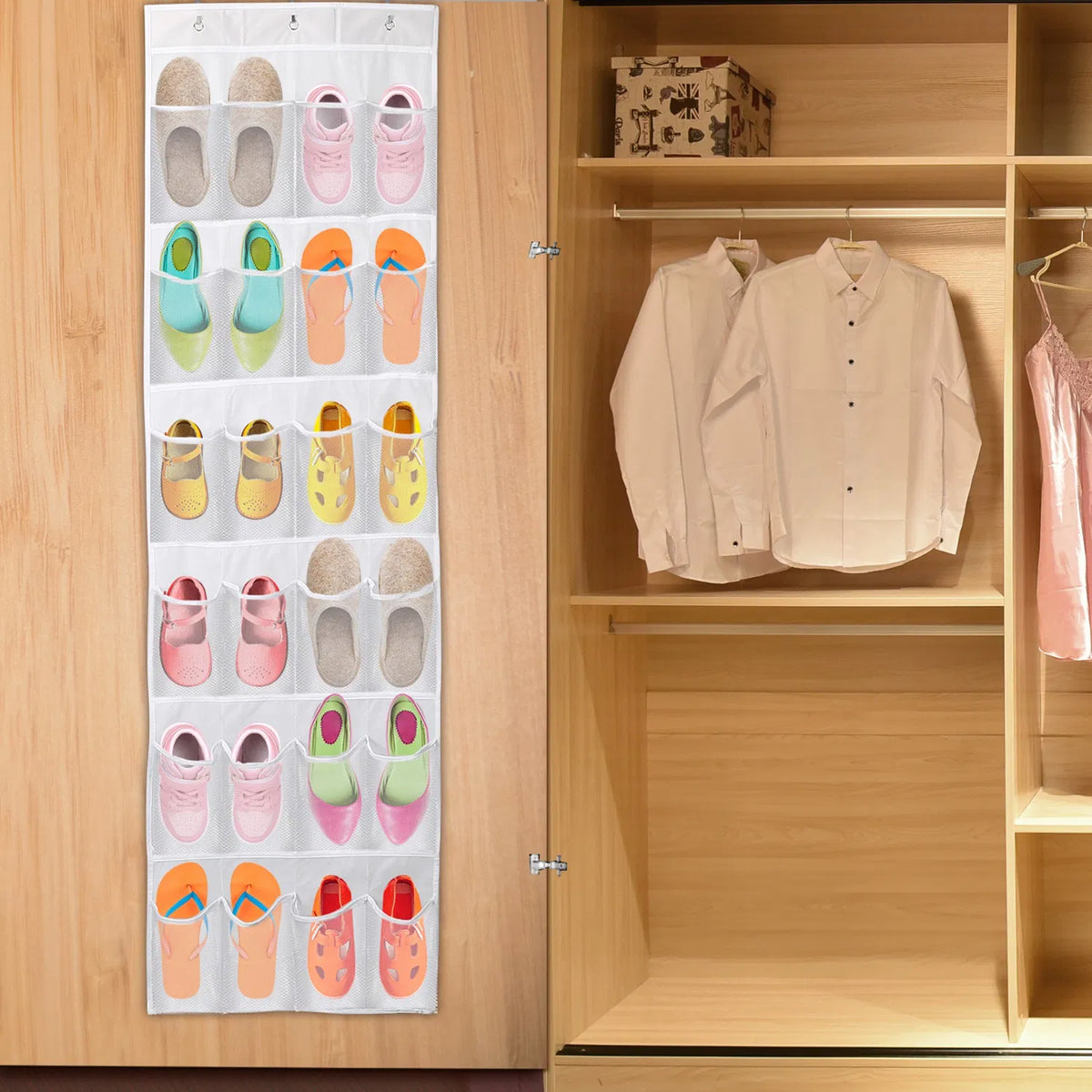 Over the Door Shoe Organizer - 24 Clear Pockets with Metal Hooks – image 6