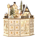 Light-Up Christmas Advent Calendar, Wooden Village with Drawers