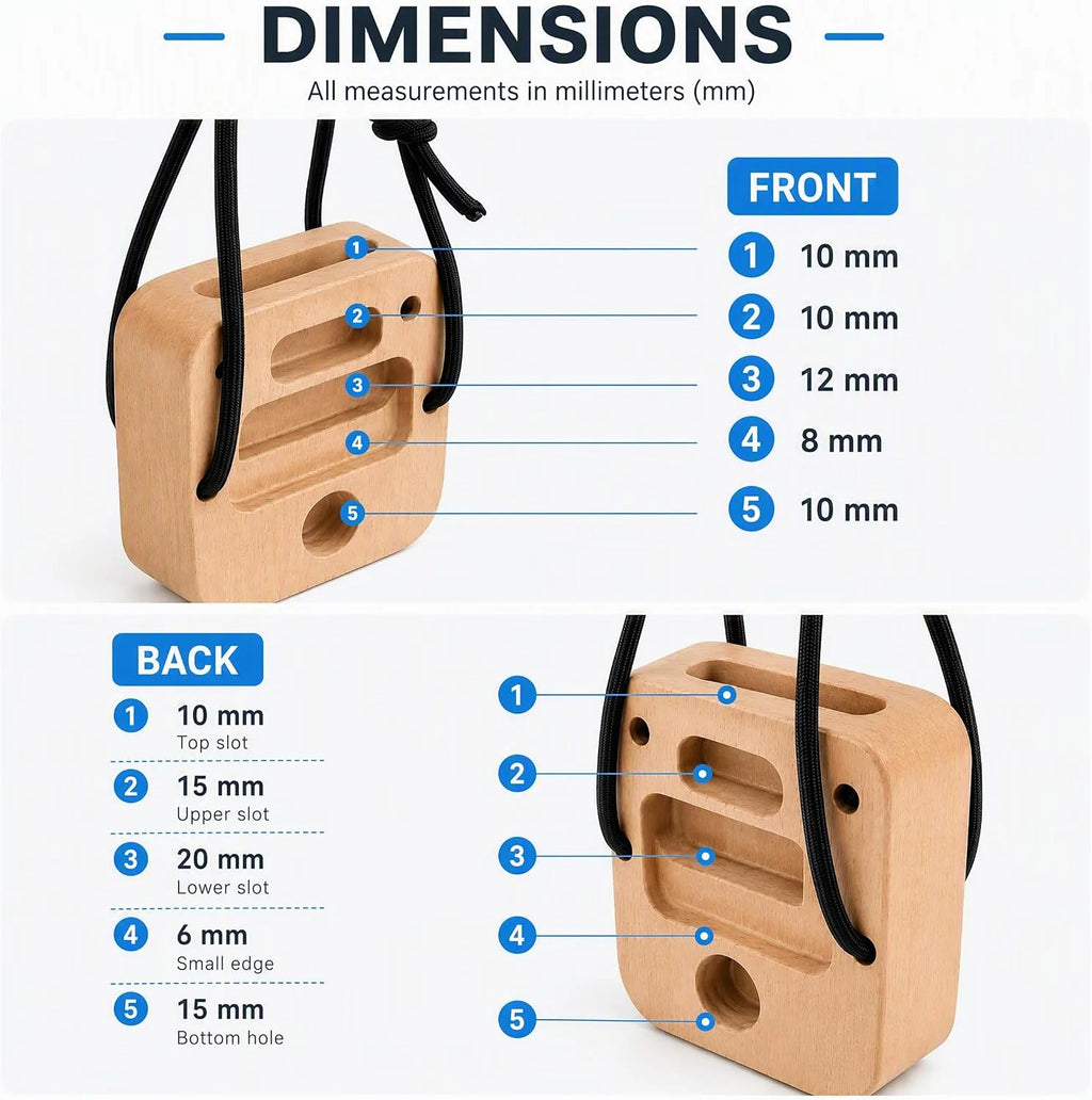 Climbing Hangboard – Portable Beech Wood Grip Trainer, 14 Holds – image 6