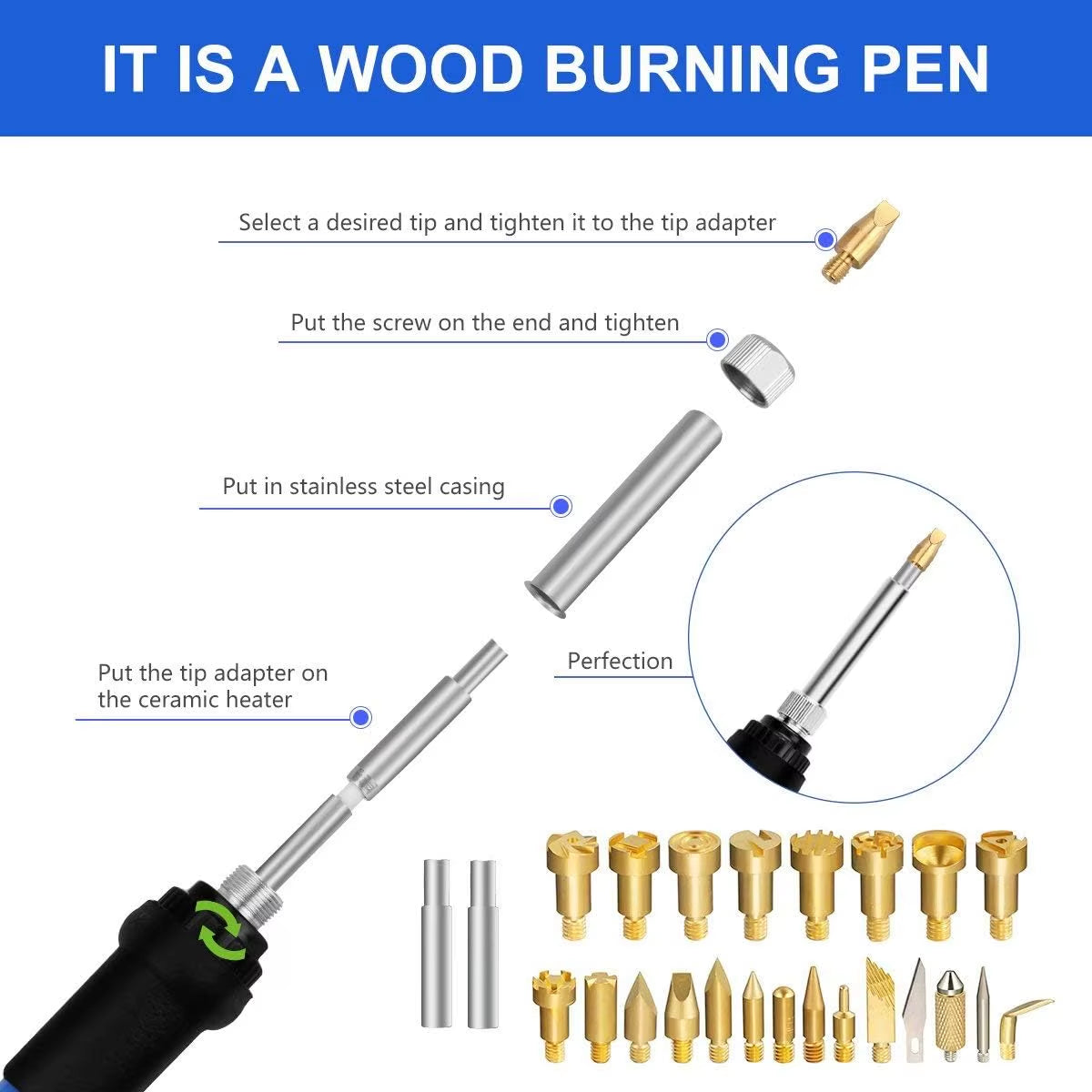 Wood Burning Pen Kit 71 Piece with Adjustable Temperature, US Plug – image 5