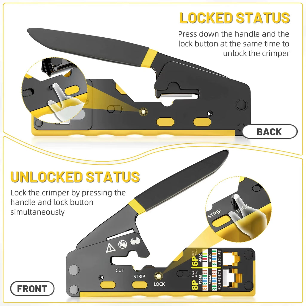 RJ45 Crimp Tool – Pass-Through Ethernet Crimper for Cat5e/Cat6 – image 7