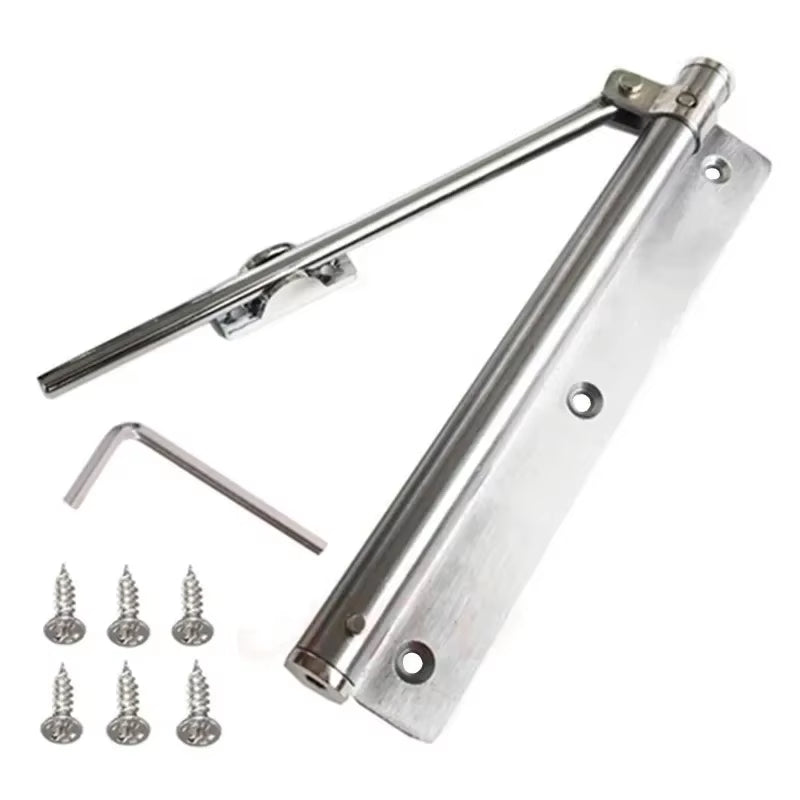 Automatic Door Closer - Adjustable Aluminum Soft Close Spring Hinge, Heavy Duty