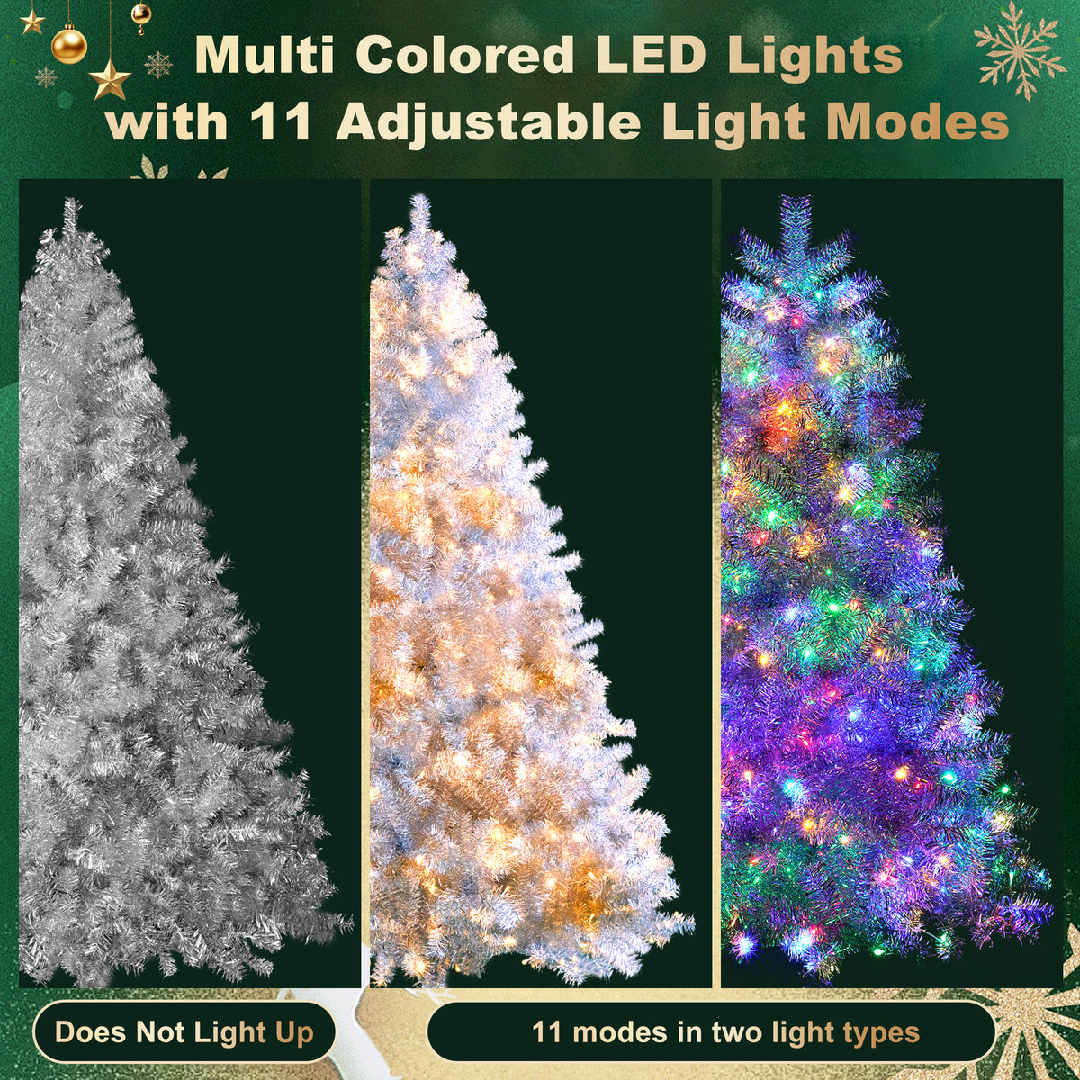 6 Ft Silver Pre-Lit Christmas Tree, 300 LEDs, 11 Lighting Modes – image 5