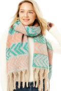 Two-Tone Fringe Scarf – Pink Lightweight Winter Scarf