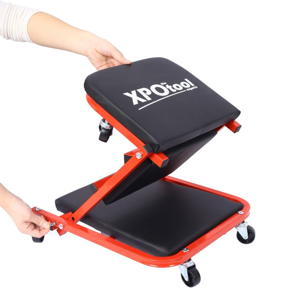 Mechanic Crawler, Garage Gift, 36Inch Z-Crawler Seat, 2-In-1 Mechanic Gift, 300 Lb Capacity, Low Profile Crawler with 6 Wheels, Garage, Father'S Day Tool Gift Shop, Red