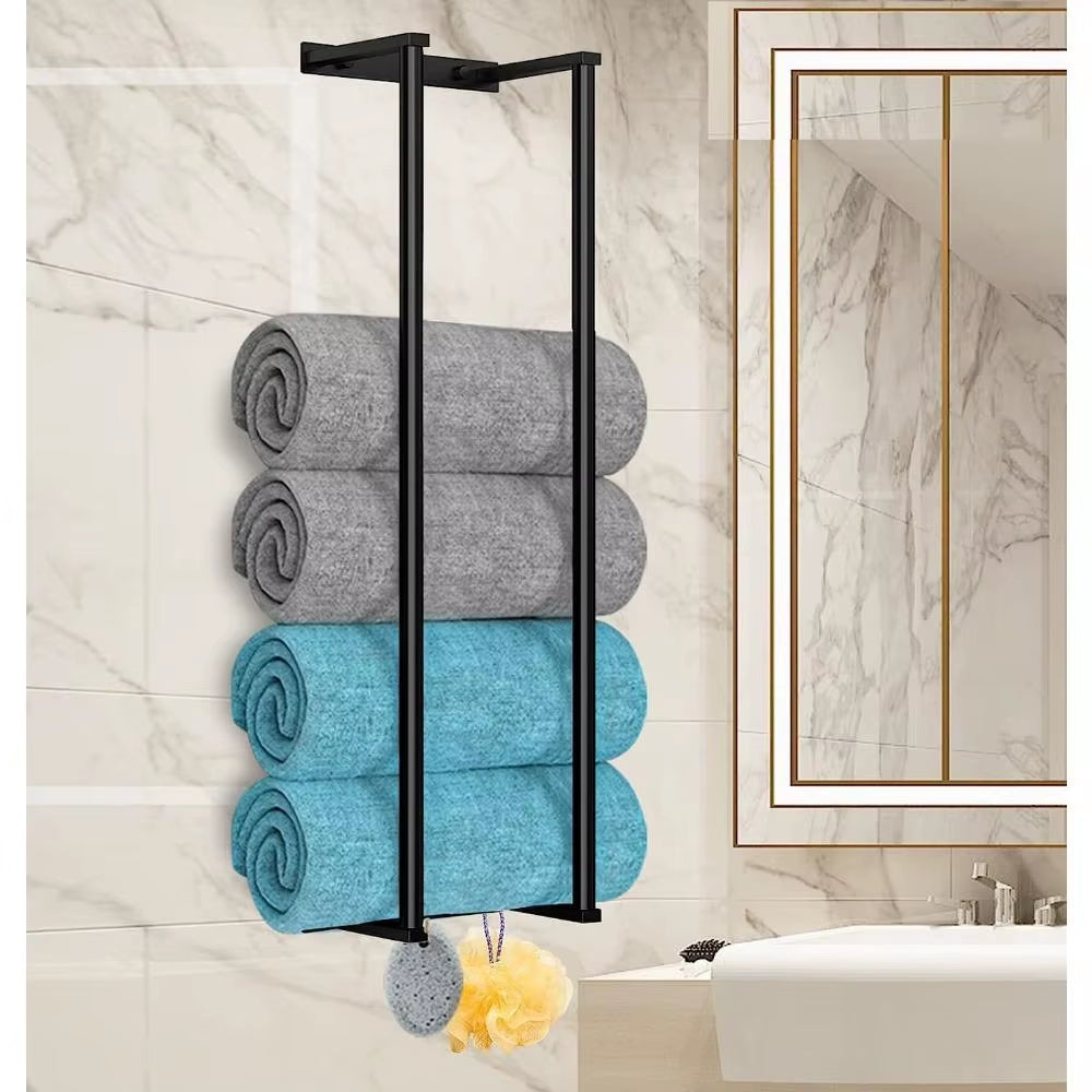 Bathroom Towel Rack for Rolled Towels Wall Mounted Towel Storage Rack for Bathroom Organization Stainless Steel Towel Storage