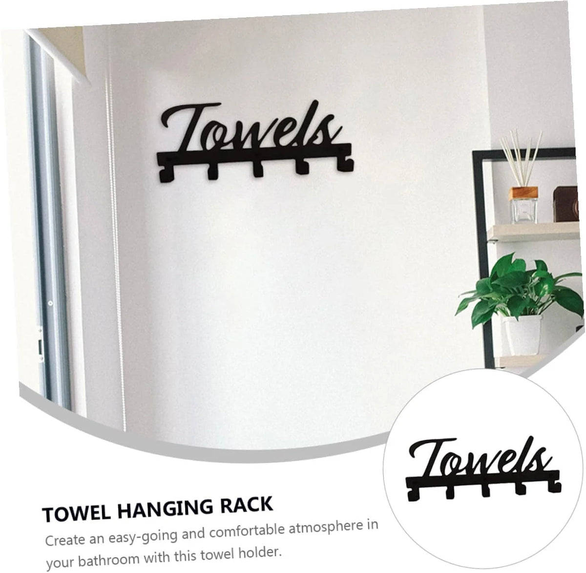 Towel Hook Wall Mount – Black Iron Hanger for Bathroom and Closet – image 5