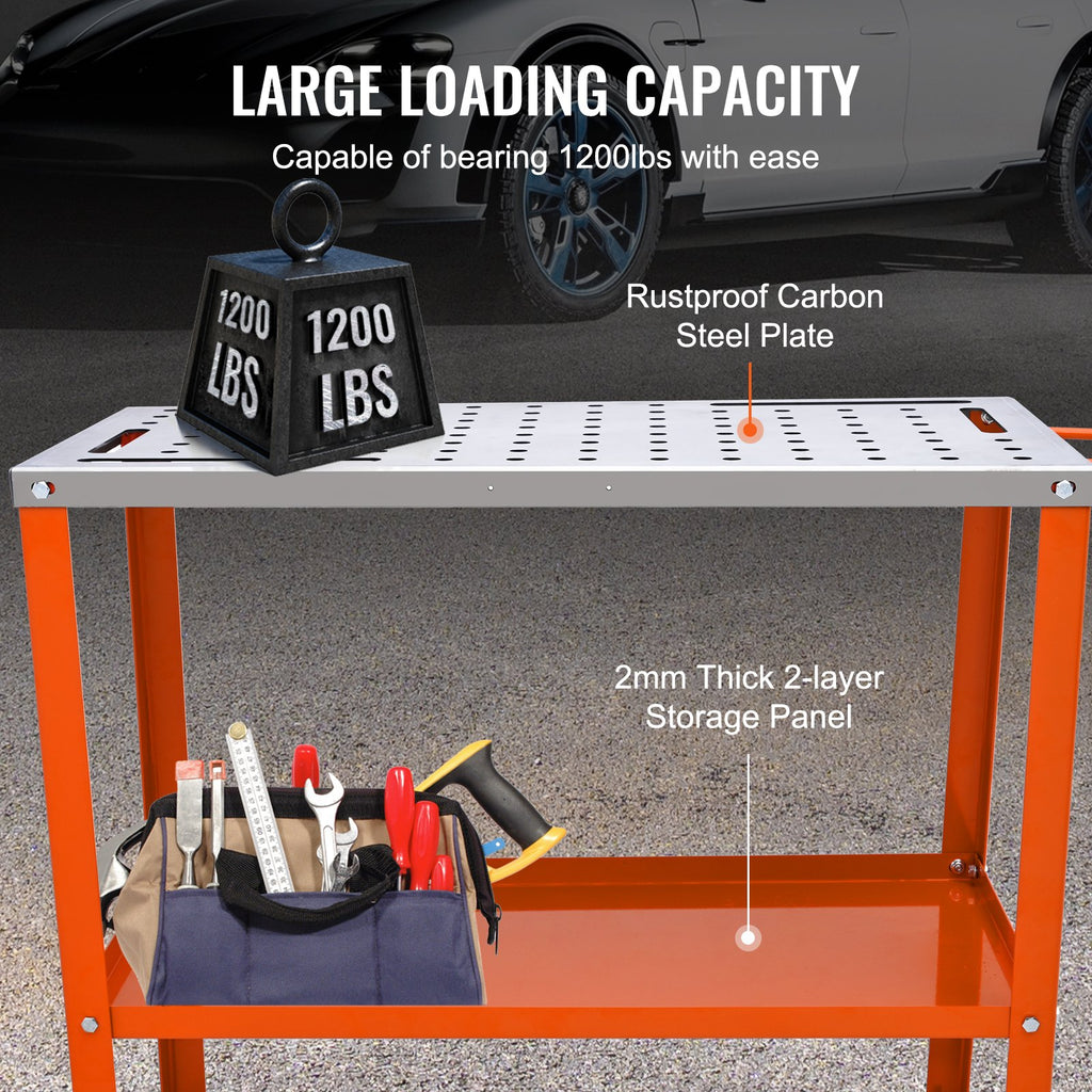 Welding Table on Wheels – 1200 lb Steel Workbench with Locking Casters – image 3