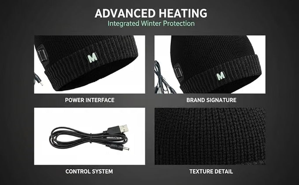 Heated Beanie, USB-Powered Fleece-Lined Knit Winter Hat – image 3