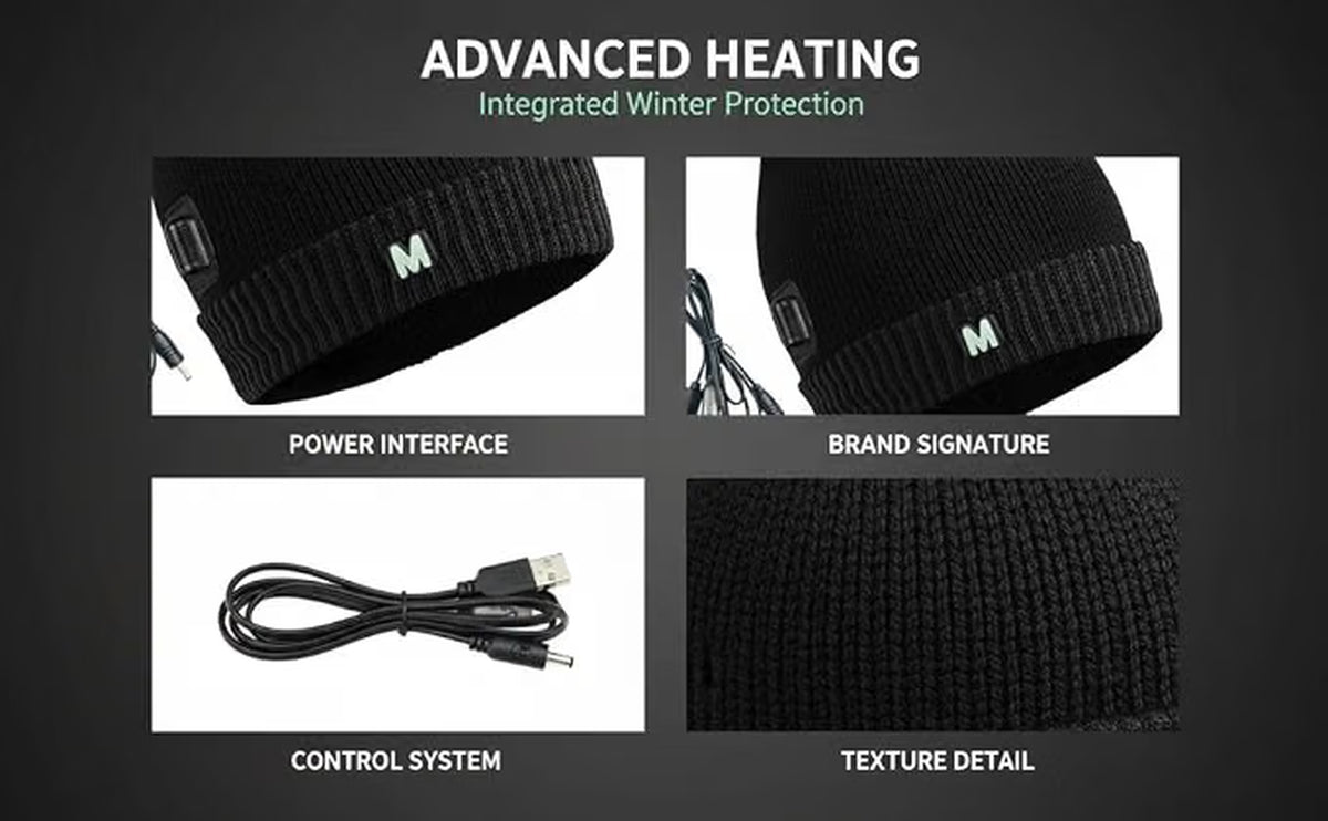 Heated Beanie, USB-Powered Fleece-Lined Knit Winter Hat – image 3
