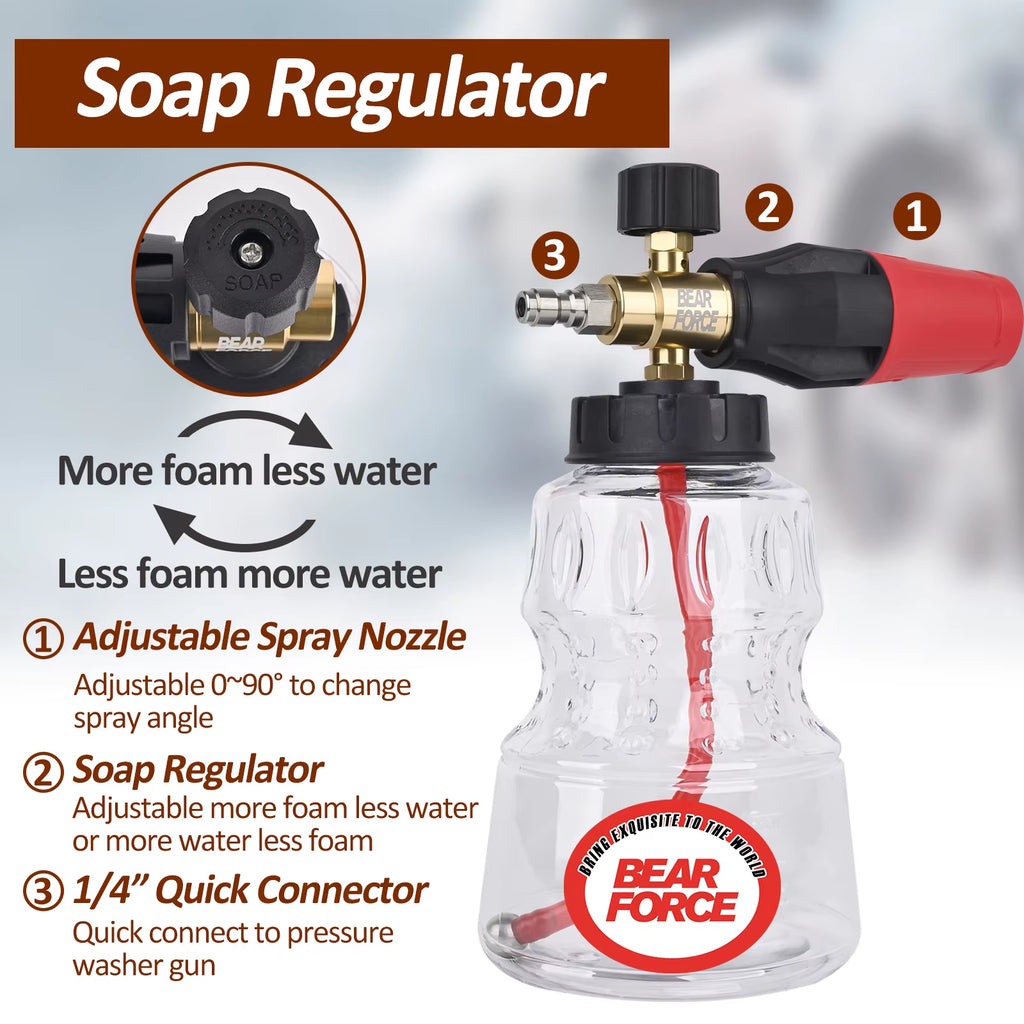 Foam Cannon for Pressure Washer, 1/4 in Quick Connect with 1L Bottle – image 3