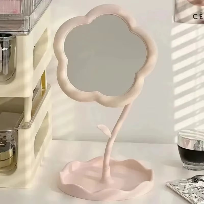 Floral round Desk Mirror - Vanity Table Makeup Mirror
