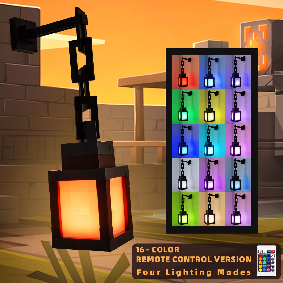 Pixel Art Lantern Night Light - Portable 16-Color LED Tabletop Lamp – image 2