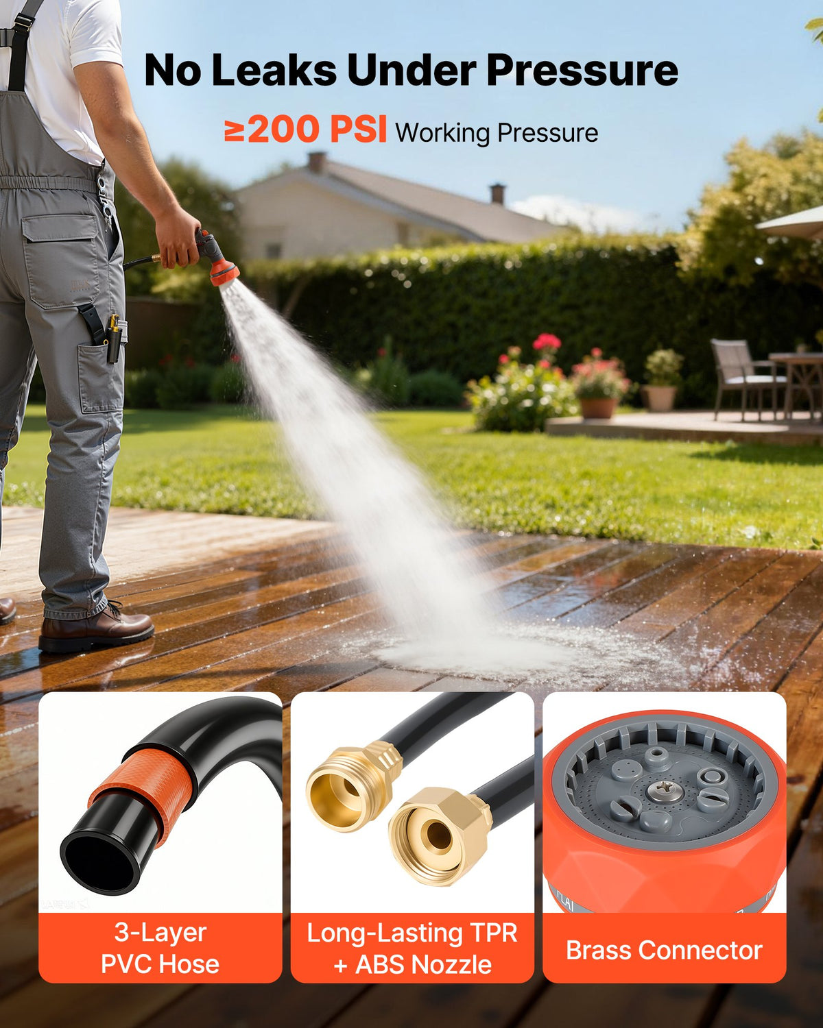 Garden Hose Reel, Retractable 100 Ft with 9-Pattern Nozzle – image 5