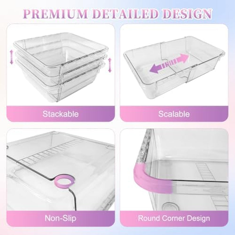 Clear Acrylic Drawer Organizers, 16-Piece Extendable Trays – image 3