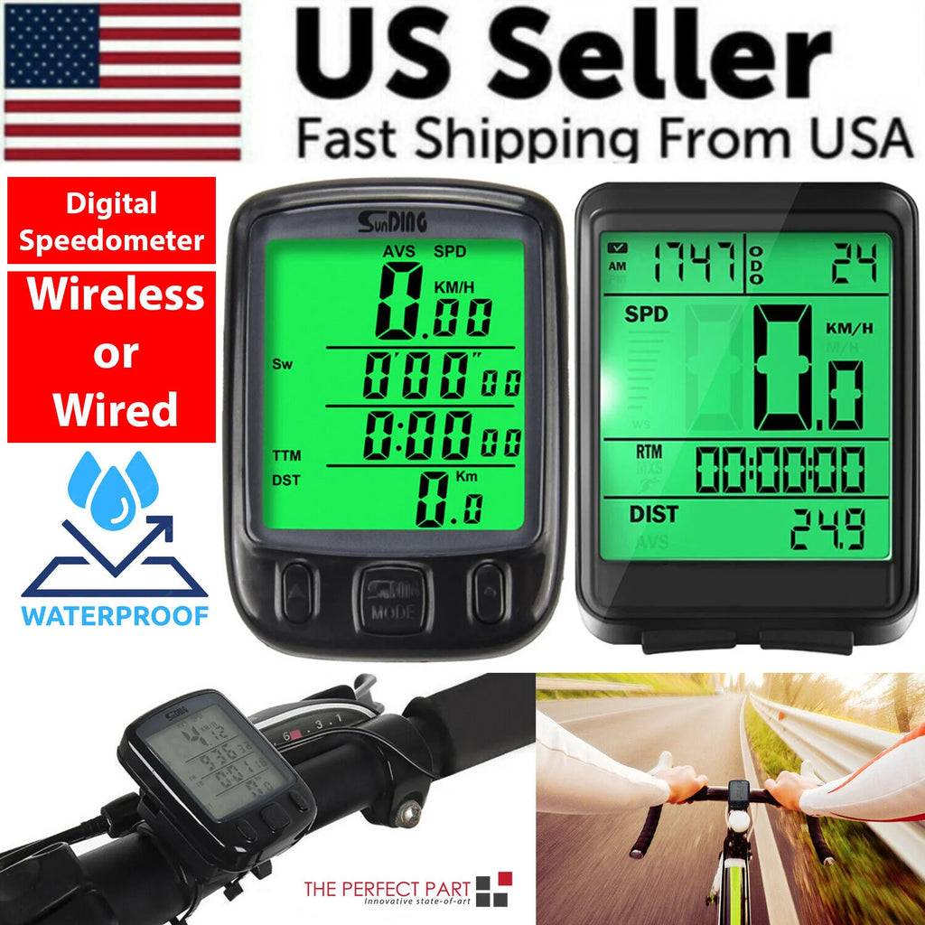 Bike Speedometer, Waterproof LCD Cycling Computer, Wired or Wireless