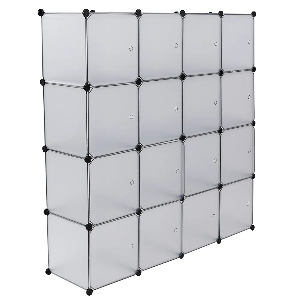 Cube Storage Shelf, 16-Cube Bookcase Organizer, White – image 20