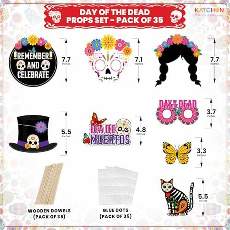 Day of the Dead Photo Booth Props – 35 Piece Halloween Set – image 4