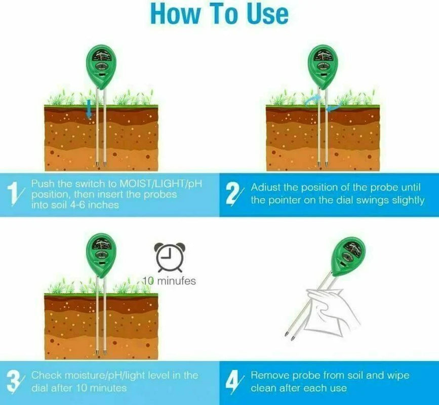 Soil Moisture Meter 3-in-1 - pH, Moisture & Light Tester – image 8