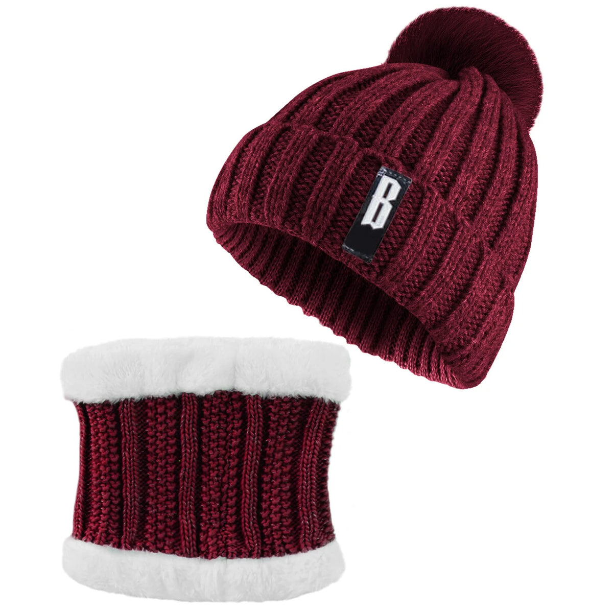 Beanie and Scarf Set, Fleece-Lined Knit Winter Hat & Neck Warmer – image 10