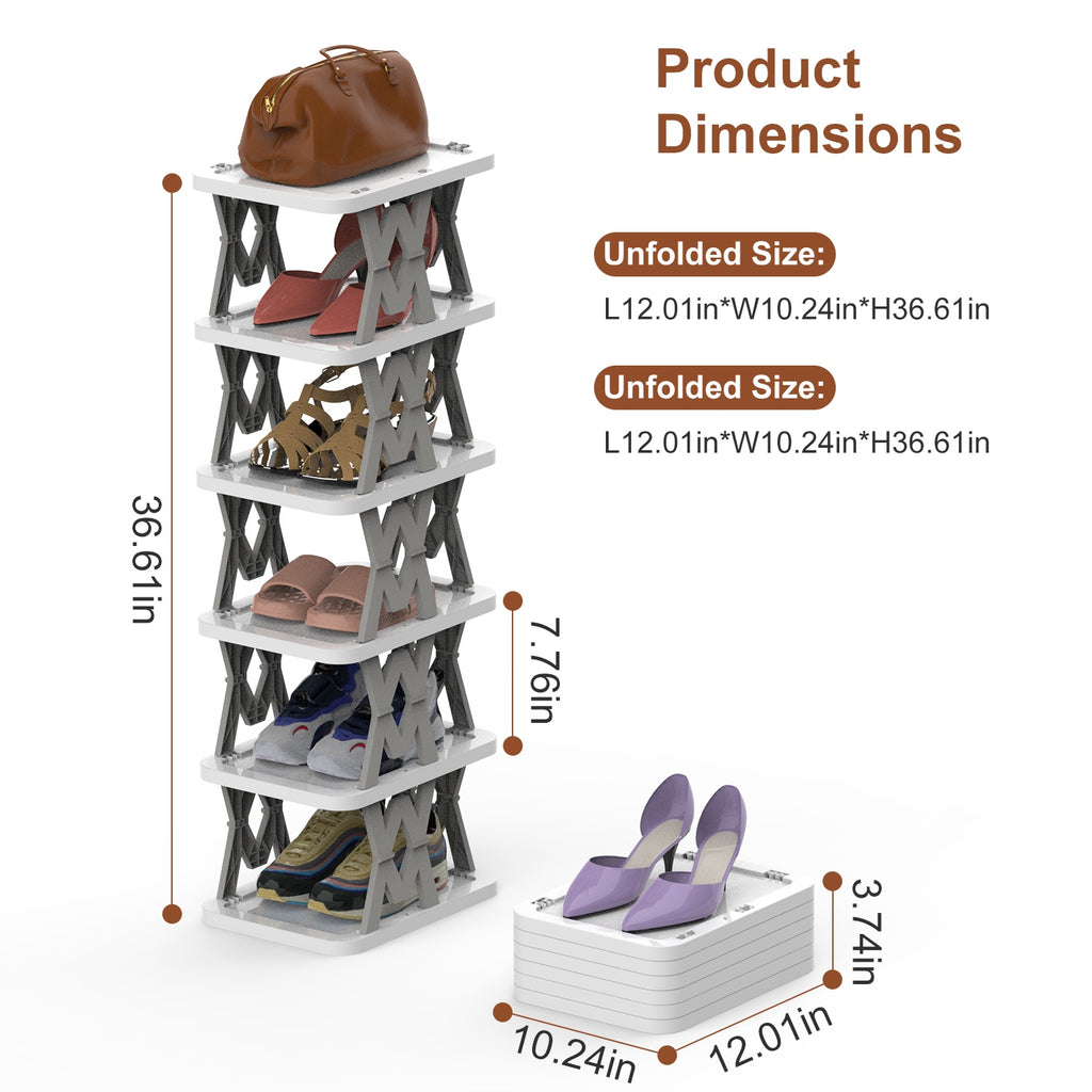 6-Tier Foldable Vertical Shoe Rack – image 7