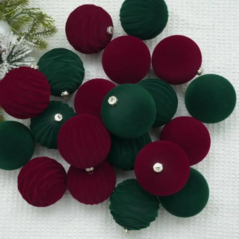 Flocked Christmas Ball Ornaments – 12 Pack, 3.15 in Velvet Baubles – image 3