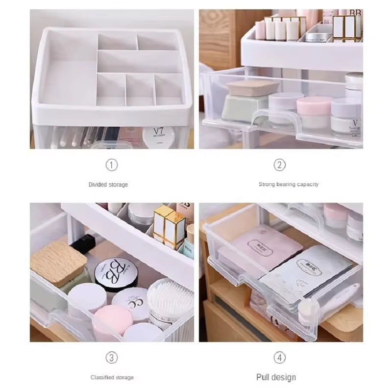 Makeup Organizer – Clear 3-Drawer Cosmetic Storage Box – image 4