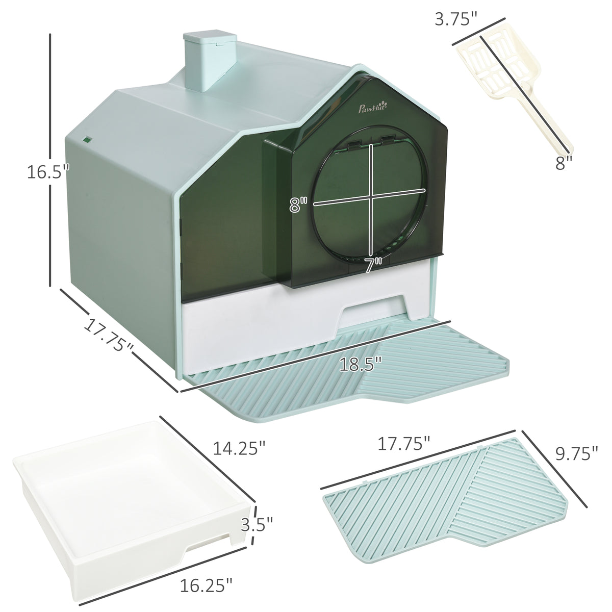 Hooded Cat Litter Box - Enclosed House Design with Drawer and Mat – image 3