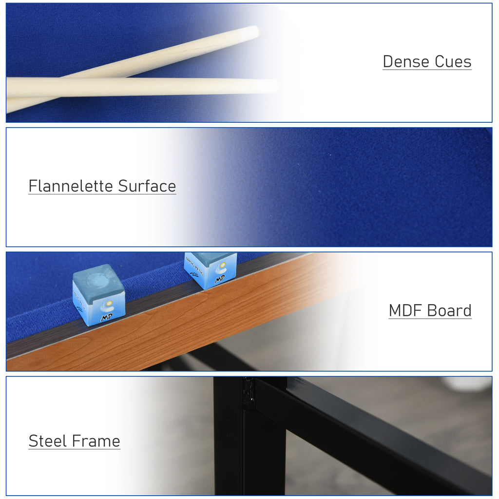 55 Inch Folding Billiards Table With Cues, Balls And Rack, Blue – image 6