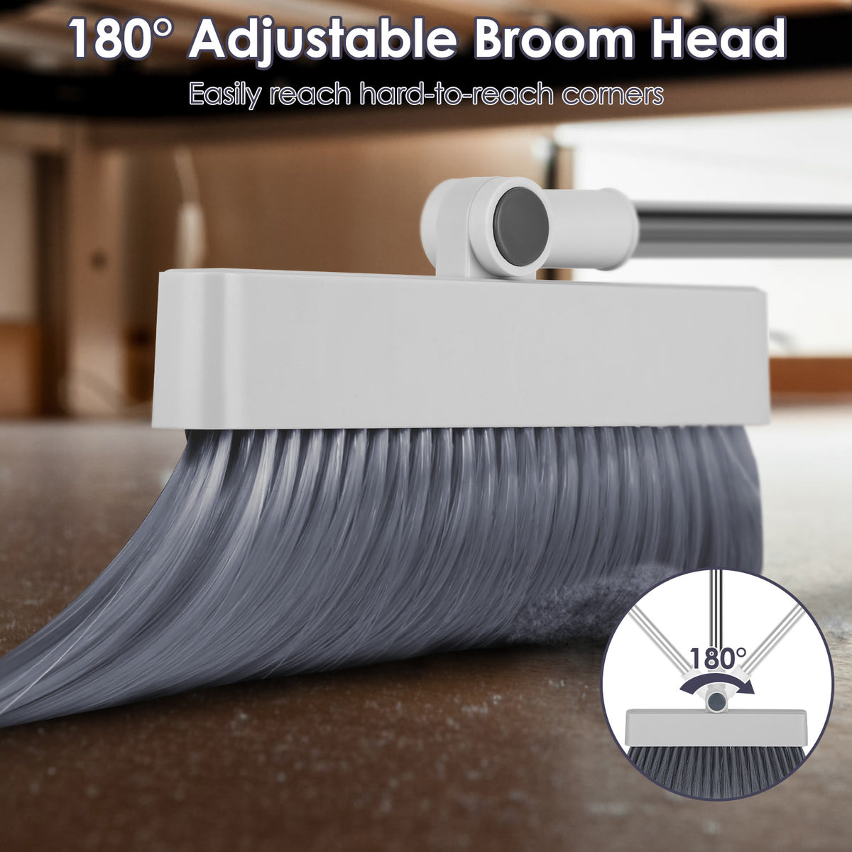 Broom and Dustpan Set – 4-in-1 Upright with Squeegee – image 5