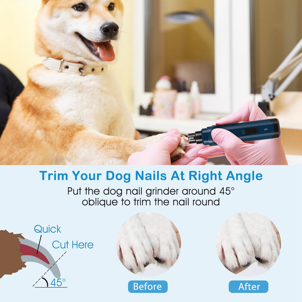 Dog Nail Grinder, 2-Speed Quiet USB Rechargeable Pet Nail Trimmer – image 4